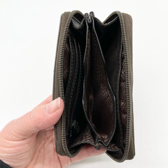 Relic Womens Wallet Patchwork Brown Yellow Navy Red Multi Textured 90s Y2K Retro - Picture 4 of 8